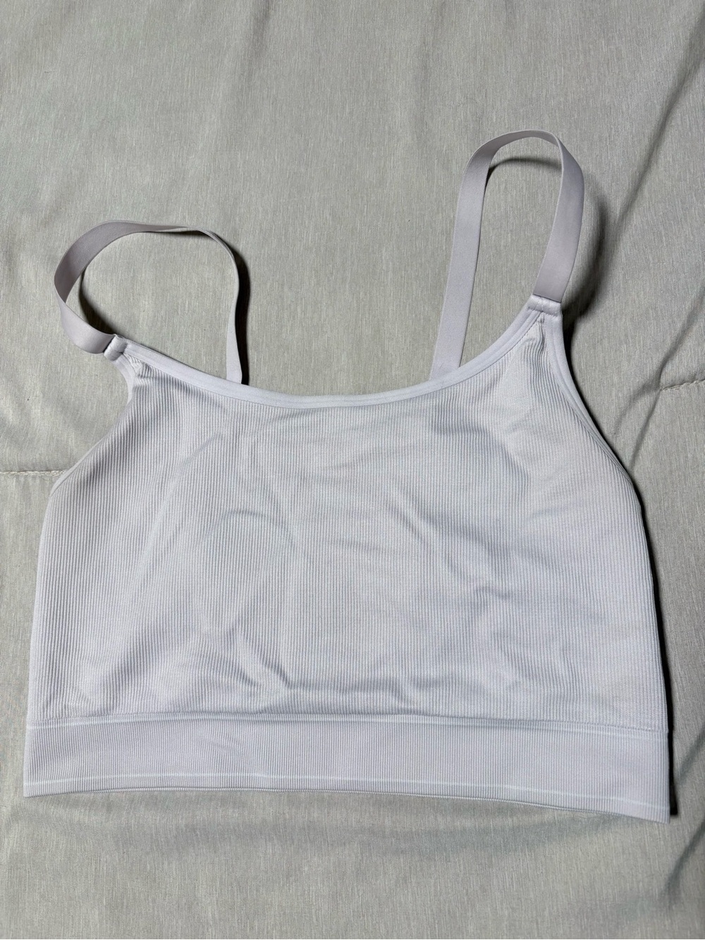 aerie White Ribbed Seamless Crop Bralette
